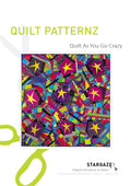 Quilt pattern book titled 'Quilt As You Go Crazy' by Stargazey with colorful star pattern cover.