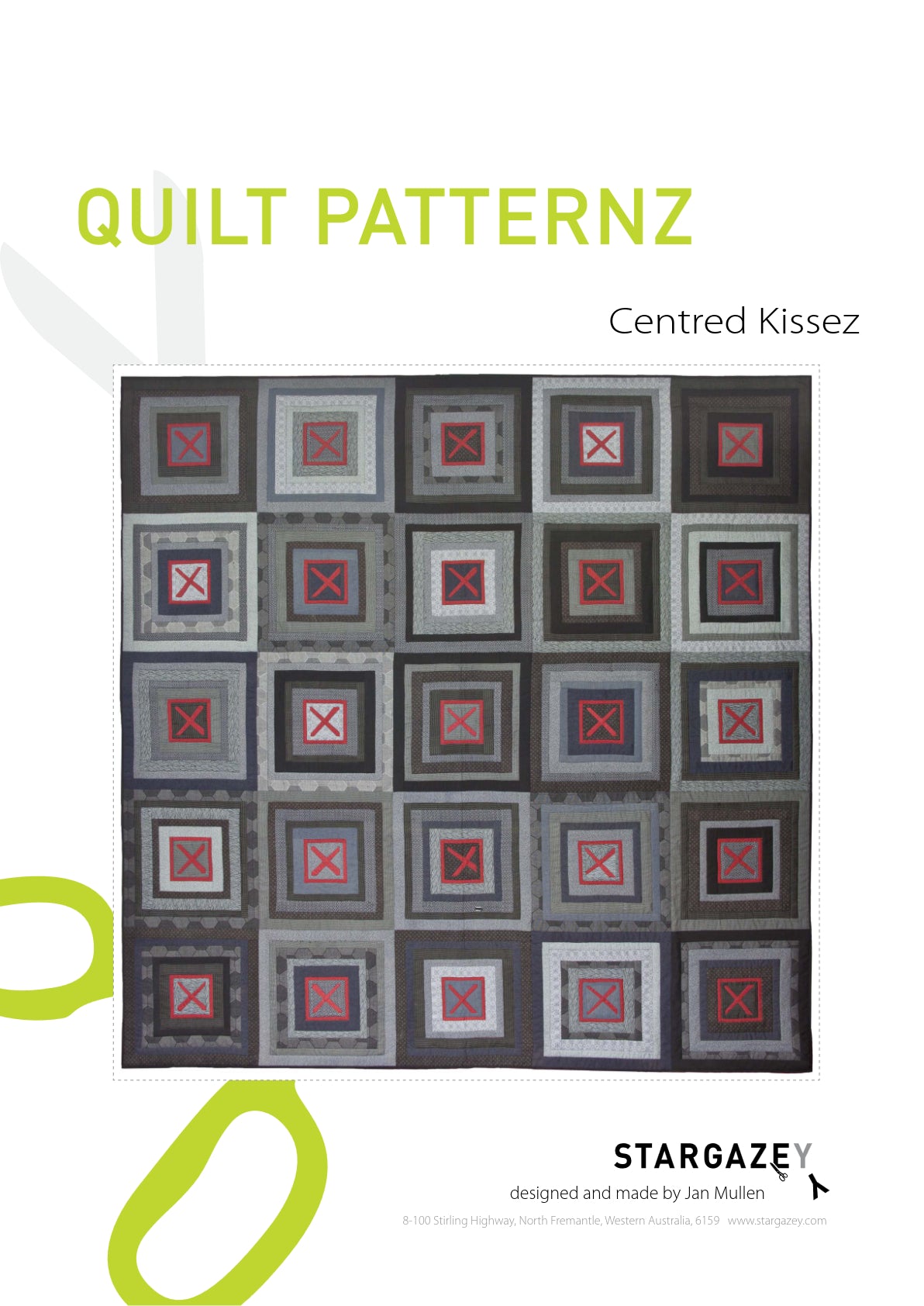 Centred Kissez Quilting Pattern Front Page